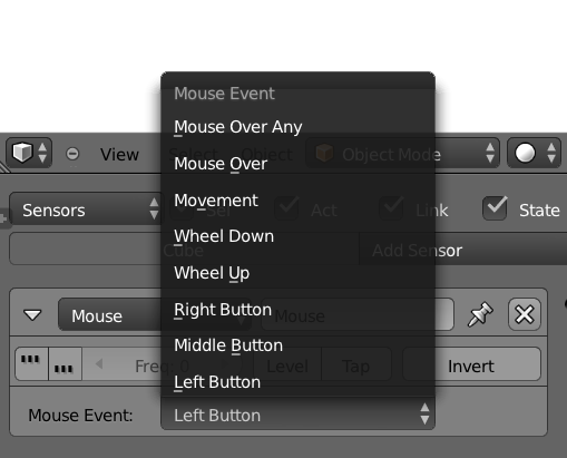 Mouse sensor event types