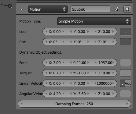 Motion actuator - Dynamic Object Settings