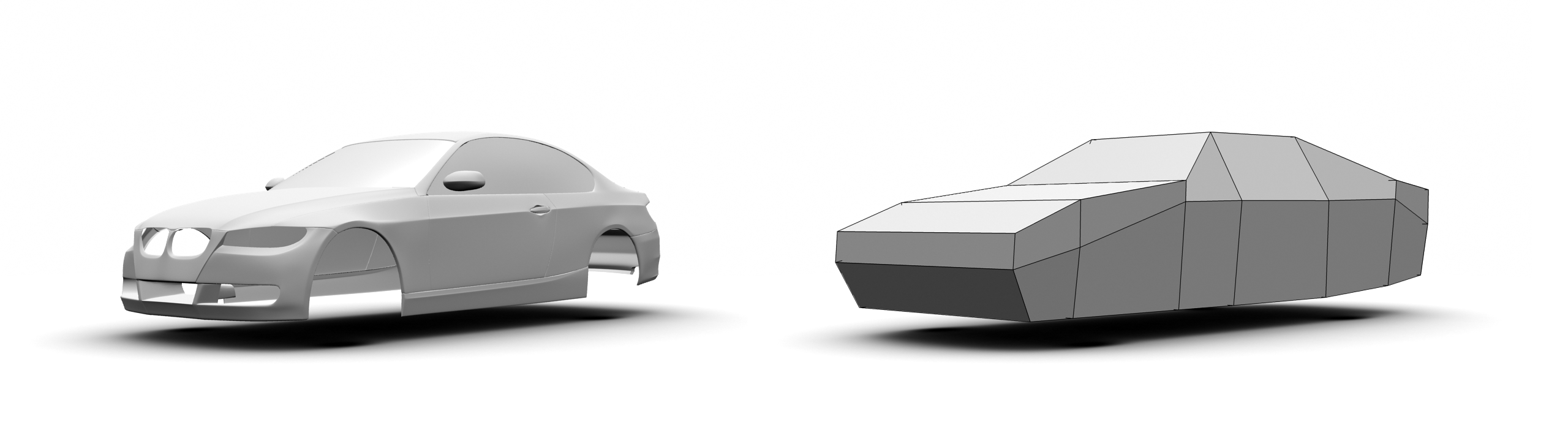 Collision proxy: visual mesh (L) vs. collision mesh (R)